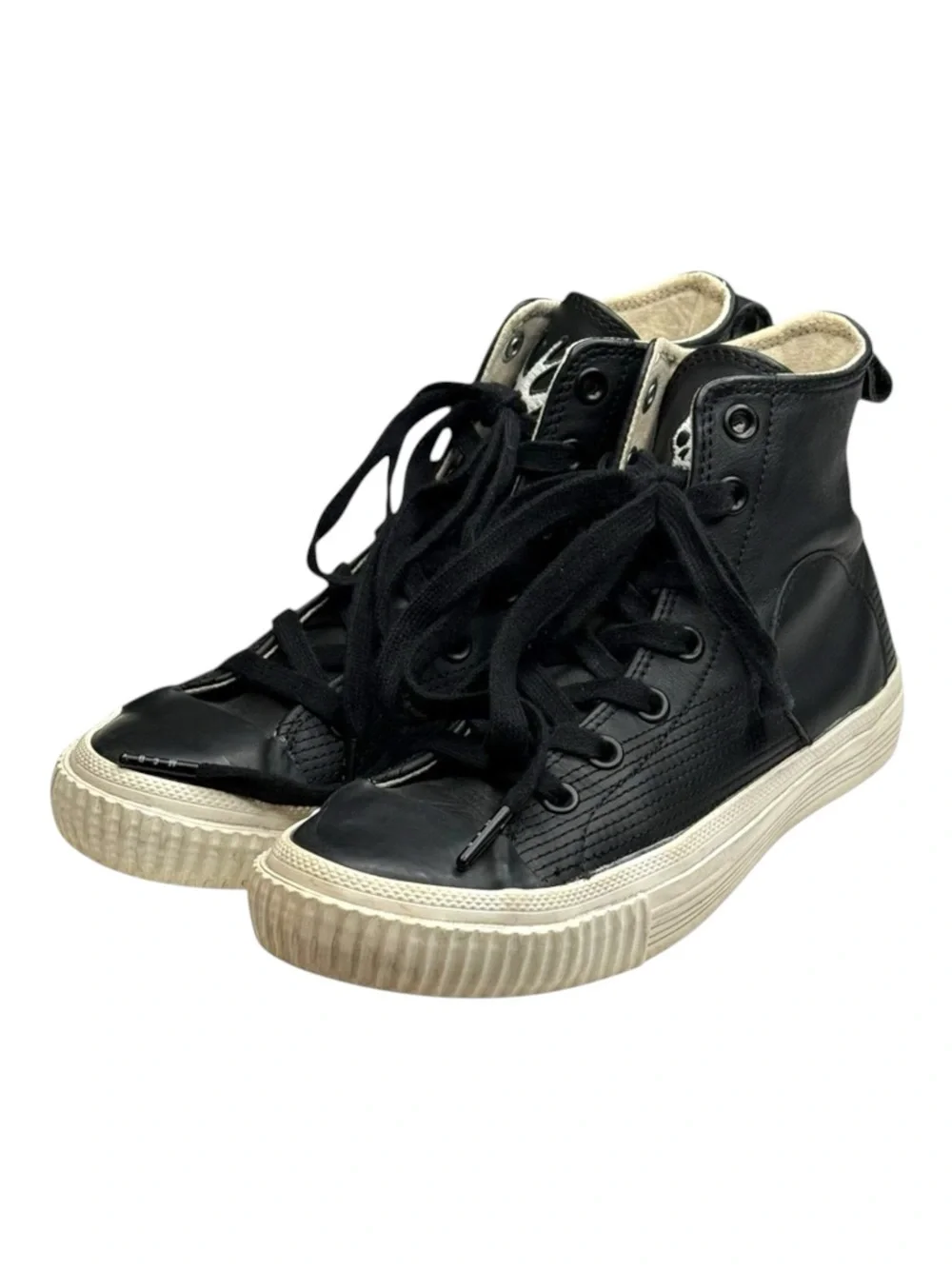 McQ Alexander McQueen ♔ Swallow Plimsoll High Top Leather Sneakers ♔ Black ♔ 38
